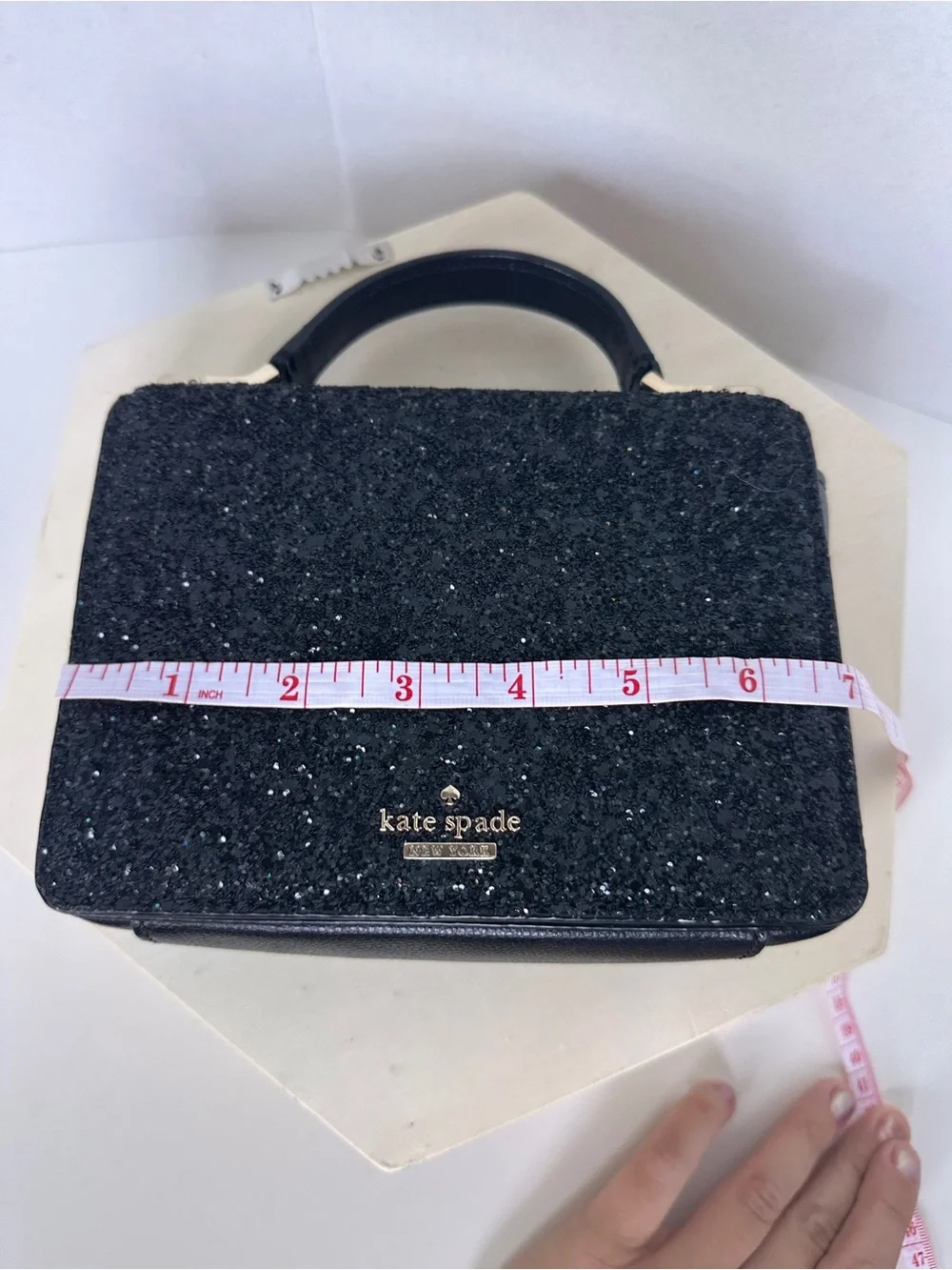 Kate Spade New York Maisie Black Rock Glitter Top Handle Handbag (No Strap)